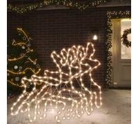vidaXL Rennes de Noël avec LED 3 pcs Blanc chaud 57x55x4,5 cm