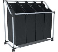 vidaXL 4 compartiments noir Trieur à linge