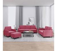 vidaXL 4-delige Loungeset fluweel wijnrood3201948 Rouge G
