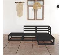 vidaXL 4-delige Loungeset massief grenenhout zwart3075478 G