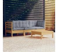 vidaXL 4-delige Loungeset met grijze kussens grenenhout3096105 Gris G