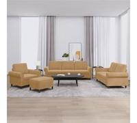 vidaXL 4-delige Loungeset met kussens fluweel bruin3202187 Marron