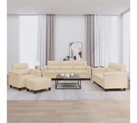 Vidaxl Ensemble De Canapés 4 Pcs Avec Coussins Crème Tissu Microfibre