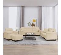 Vidaxl Ensemble De Canapés 4 Pcs Avec Coussins Crème Tissu Microfibre