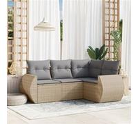 Vidaxl Salon De Jardin Avec Coussins 4 Pcs Beige Résine Tressée