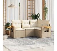 4-delige Loungeset met kussens poly rattan beige3259174