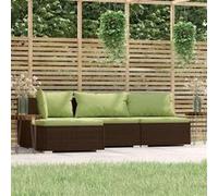 vidaXL 4-delige Loungeset met kussens poly rattan bruin317556 G