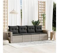 Vidaxl Salon De Jardin 4 Pcs Avec Coussins Gris Clair Résine Tressée