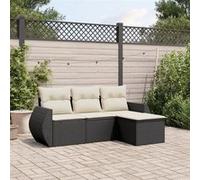 Vidaxl Salon De Jardin 4 Pcs Avec Coussins Noir Résine Tressée
