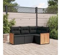 4-delige Loungeset met kussens poly rattan zwart3227609