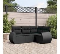 vidaXL 4-delige Loungeset met kussens poly rattan zwart3253642 Noir G