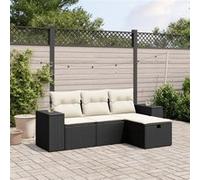 Vidaxl Salon De Jardin 4 Pcs Avec Coussins Noir Résine Tressée