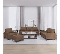 vidaXL 4-delige Loungeset met kussens stof bruin3201439 Marron G