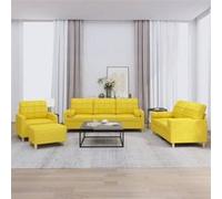 vidaXL 4-delige Loungeset met kussens stof lichtgeel3201271 Jaune G