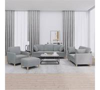 vidaXL Ensemble de canapés 4 pcs coussins gris clair tissu 3202078