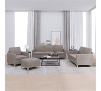vidaXL 4-delige Loungeset met kussens stof taupe3202069 Taupe G