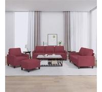 Vidaxl Ensemble De Canapés 4 Pcs Avec Coussins Rouge Bordeaux Tissu Rouge