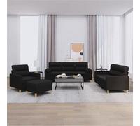 vidaXL Ensemble de canapés 4 pièces avec coussins – tissu noir