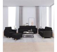 4-delige loungeset met kussens stof zwart3202066