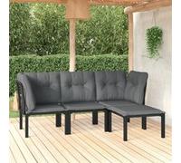 Vidaxl Salon De Jardin 4 Pcs Noir Et Gris Résine Tressée