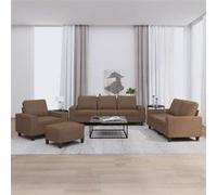 Ensemble de Canapés Sièges Salle de Séjour Maison 3 pcs Marron Tissu vidaXL