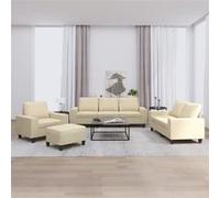 vidaXL 4-delige Loungeset stof crÃmekleurig3201876 Crème G