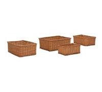 Ensemble de Paniers Gigognes 4 pcs Organiseur Empilable Boîte de Rangement Panier de Rangement Maison Intérieur Marron Saule