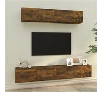 vidaXL 4-delige Tv-meubelset bewerkt hout gerookt eikenkleurig3114539 Marron G