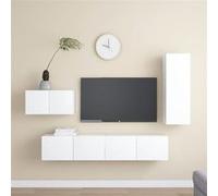 Vidaxl Ensemble De Meuble Tv 4 Pcs Blanc Aggloméré Blanc
