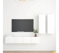 4-delige Tv-meubelset bewerkt hout wit3078686