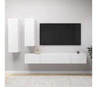 vidaXL 4-delige Tv-meubelset bewerkt hout wit3078733 Blanc G