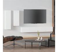 4-delige Tv-meubelset bewerkt hout wit3114630