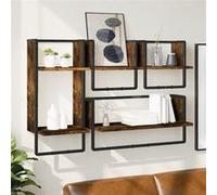 vidaXL 4-delige Wandschappenset met stangen bewerkt hout gerookt eiken836310 Marron G