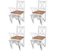 4 pcs Chaise Salle à Manger en Bois Blanc et Naturel 241513