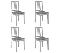 vidaXL 4X Bois Solide Chaises à Dîner avec Coussins Gris Salle à Manger