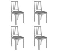 vidaXL 4x Bois Solide Chaises à Dîner avec Coussins Gris Salle à Manger 247639