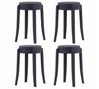 Vidaxl 4 Pcs Tabourets Empilables Noir Plastique Noir