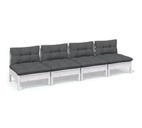 vidaXL 4-Sitzer-Gartensofa mit Anthrazit Kissen Massivholz Kiefer