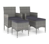 vidaXL 4-tlg. Set de hotte de jardin et d'hochet Poly Rattan Grau