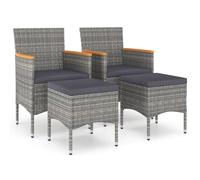 vidaXL 4-tlg. Set de hotte de jardin et d'hochet Poly Rattan Grau