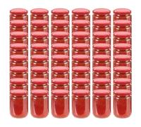 Vidaxl 48 Pcs Pots À Confiture Avec Couvercle Rouge Verre 230 Ml