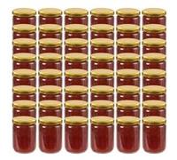 vidaXL 48x Pots à Confiture avec Couvercles Bocaux à Confiture Bocaux à Conserves Stockage Chutney Cornichon Sauce Doré Verre 230 ml Or G