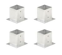vidaXL 4X Ancres de Poteau Support Pied Base de Poteau Ancrage de Poteau de Clôture Ancrage au Sol Fixation Galvanisé à Chaud Métal Galvanisé 121 mm
