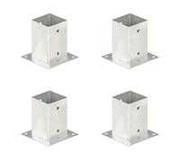 vidaXL 4X Ancres de Poteau Support Pied Base de Poteau Ancrage de Poteau de Clôture Ancrage au Sol Fixation Galvanisé à Chaud Métal Galvanisé 91 mm