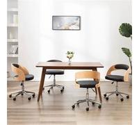 4x Bois Courbé Chaises Pivotantes à Dîner Sièges de Salle à Manger Salon Repas Chambre Bureau Cuisine Intérieur Maison Noir Similicuir