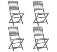 vidaXL 4X Bois d'Acacia Solide Chaises Pliables d'Extérieur Chaises de Jardin Chaises de Patio Chaises de Terrasse Arrière-Cour Gris