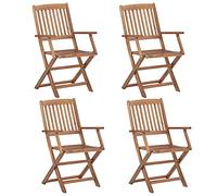 vidaXL 4X Bois d'Acacia Solide Chaises Pliables d'Extérieur Fauteuils de Salle à Manger de Jardin Chaises de Patio Meubles de Terrasse