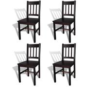 vidaXL 4x Bois de Pin Chaise Salle à Manger Marron Foncé Chaise de Cuisine 241517