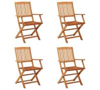 vidaXL 4X Bois d'Eucalyptus Massif Chaises de Jardin Pliables Fauteuils de Patio Sièges de Salle à Manger d'Extérieur Chaises de Terrasse