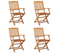 vidaXL 4X Bois d'Eucalyptus Massif Chaises de Jardin Pliables Fauteuils de Patio Sièges de Salle à Manger d'Extérieur Chaises de Terrasse